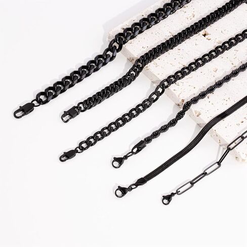 yatojuzi 6 pcs الأساور الفولاذ المقاوم للصدأ للرجال للرجال للرجال كوبية ربط سوار حبل الحبل paperclip سلسلة الأفعى مجموعة 7.5/8.3/9 بوصات الملحقات المعدنية رجالي in Kuwait