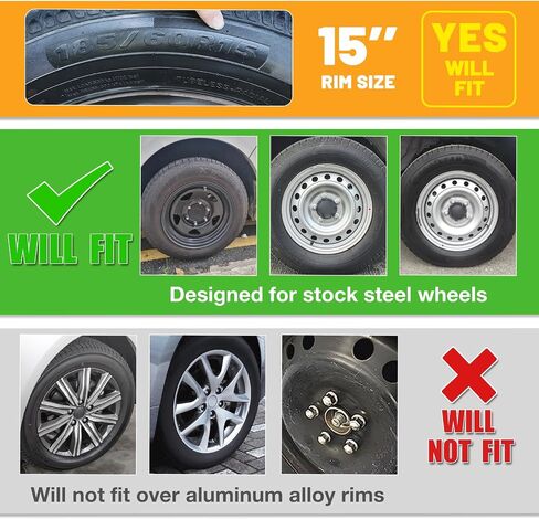 15 Inch Hubcaps, Universal Silver Lacquer Wheel Rim Covers – Set of 4 ABS&PC Material Hub caps, Snap-on Hub Caps for Car, Pickup Truck, SUV etc - 15 Inch Silver Lacquer 4-Pack in Saudi Arabia