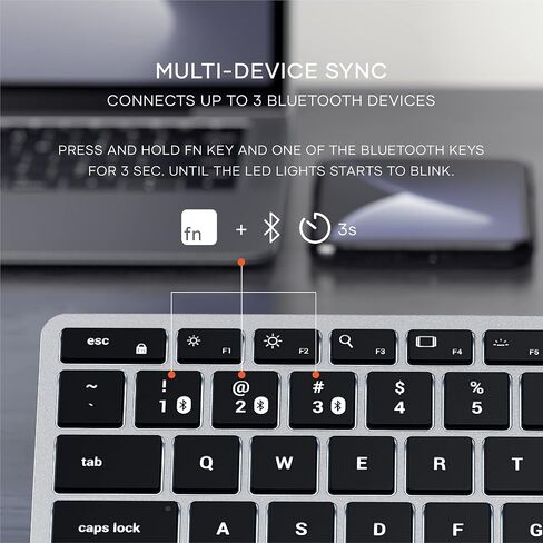 لوحة مفاتيح Satechi Slim X1 Bluetooth-مفاتيح إضاءة ومزامنة متعددة الأجهزة-لـ M2/ M1 MacBook Pro/ Air ، M2/ M1 iPad Pro/ Air ، M2 Mac Mini ، IMAC M1 (Space Gray) in Saudi Arabia