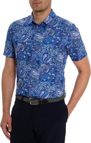 Robert Graham Men's Golden Paisley Short Sleeve Knit Polo Shirt in Saudi Arabia