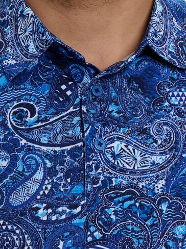 Robert Graham Men's Golden Paisley Short Sleeve Knit Polo Shirt in Saudi Arabia