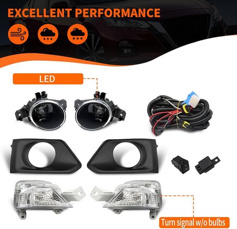 Bumper Fog Lights Assembly Compatible with Altima 2019 2020 2021 Left & Right Fog Lamp w/Turn Signal Lights + Wiring Harness + Switch NI2530121 NI2531121 26135-6CA0A in Saudi Arabia
