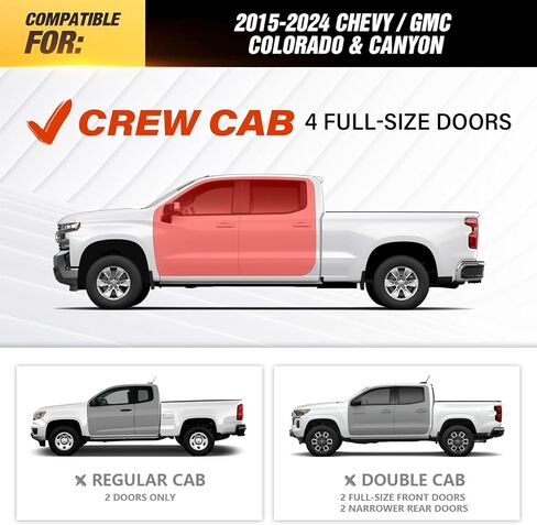 Running Boards Side Steps Compatible with 2015-2025 Chevy Colorado & GMC Canyon Crew Cab (4 Full Size Doors), Two Stairs Design Bolt-on Side Rails Step Nerf Bar (Textured Black) in Kuwait