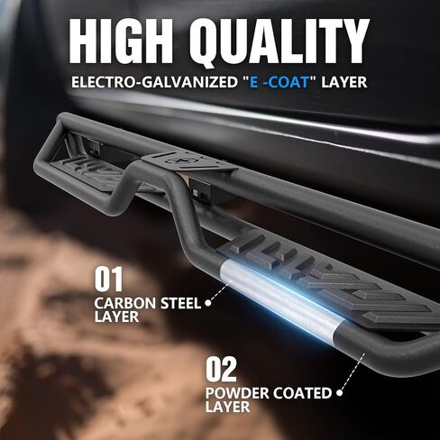 Running Boards Side Steps Compatible with 2015-2025 Chevy Colorado & GMC Canyon Crew Cab (4 Full Size Doors), Two Stairs Design Bolt-on Side Rails Step Nerf Bar (Textured Black) in Kuwait