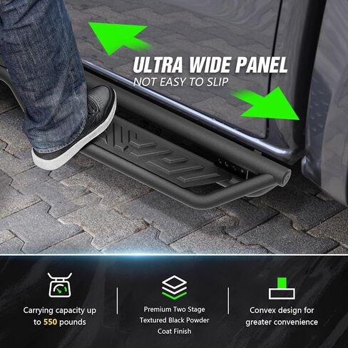 Running Boards Side Steps Compatible with 2015-2025 Chevy Colorado & GMC Canyon Crew Cab (4 Full Size Doors), Two Stairs Design Bolt-on Side Rails Step Nerf Bar (Textured Black) in Kuwait