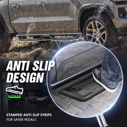 Running Boards Side Steps Compatible with 2015-2025 Chevy Colorado & GMC Canyon Crew Cab (4 Full Size Doors), Two Stairs Design Bolt-on Side Rails Step Nerf Bar (Textured Black) in Kuwait