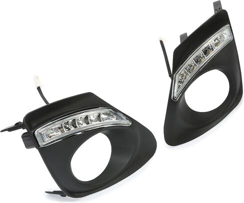 HECASA Front Pair Fog Light & Fog Lamp Bezel Compatible with 2011-2013 Toyota Corolla Fog Lamp Cover Trim w/LED Daytime Running Lights Driver & Passenger Side - 2 Packages in Saudi Arabia