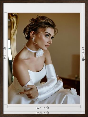 eletecpro 18x24 Walnut Wood Poster Frame Matted to 16x20 with Acrylic Cover and Wooden Frame for Movie Photos Large Gallery Decor for Wall Mounting in Saudi Arabia