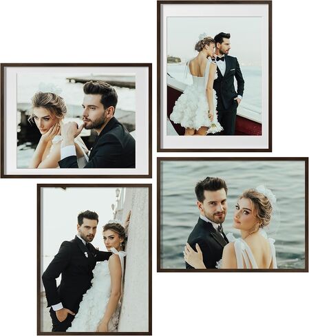 eletecpro 18x24 Walnut Wood Poster Frame Matted to 16x20 with Acrylic Cover and Wooden Frame for Movie Photos Large Gallery Decor for Wall Mounting in Saudi Arabia