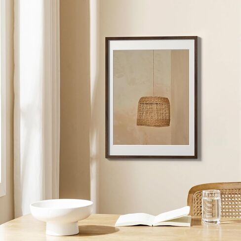 eletecpro 18x24 Walnut Wood Poster Frame Matted to 16x20 with Acrylic Cover and Wooden Frame for Movie Photos Large Gallery Decor for Wall Mounting in Saudi Arabia
