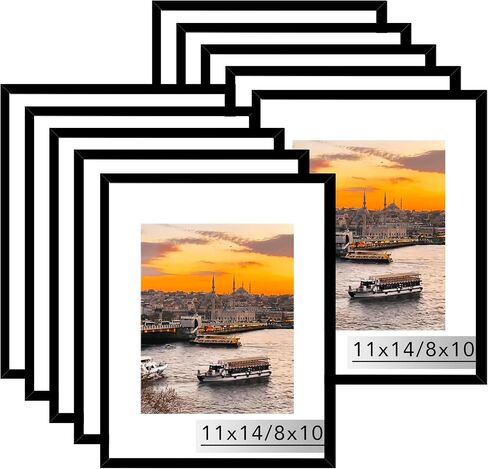 10 حزم 11x14 إطار الصورة ، عرض 8x10 مع حصيرة أو 11x14 بدون حصيرة ، مجموعة إطار جدار معرض أسود ، 11 × 14 مجموعة كبيرة من 10 إطارات صور ديكور جدار ملصقة مجموعة للجدار ، الأسود in Saudi Arabia