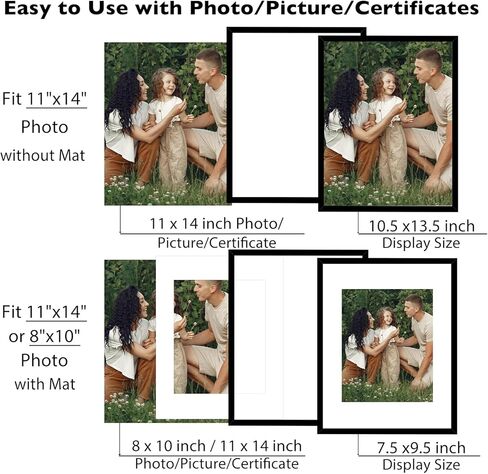 10 حزم 11x14 إطار الصورة ، عرض 8x10 مع حصيرة أو 11x14 بدون حصيرة ، مجموعة إطار جدار معرض أسود ، 11 × 14 مجموعة كبيرة من 10 إطارات صور ديكور جدار ملصقة مجموعة للجدار ، الأسود in Saudi Arabia