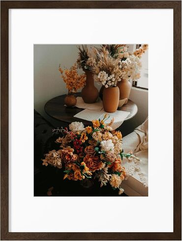 eletecpro 18x24 Walnut Wood Poster Frame Matted to 16x20 with Acrylic Cover and Wooden Frame for Movie Photos Large Gallery Decor for Wall Mounting in Saudi Arabia