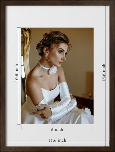 eletecpro 18x24 Walnut Wood Poster Frame Matted to 16x20 with Acrylic Cover and Wooden Frame for Movie Photos Large Gallery Decor for Wall Mounting in Saudi Arabia