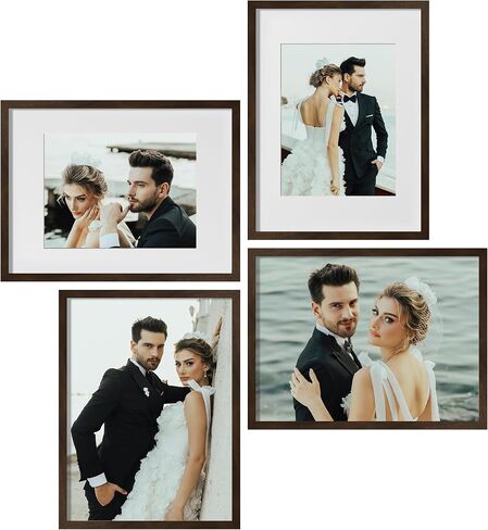 eletecpro 18x24 Walnut Wood Poster Frame Matted to 16x20 with Acrylic Cover and Wooden Frame for Movie Photos Large Gallery Decor for Wall Mounting in Saudi Arabia