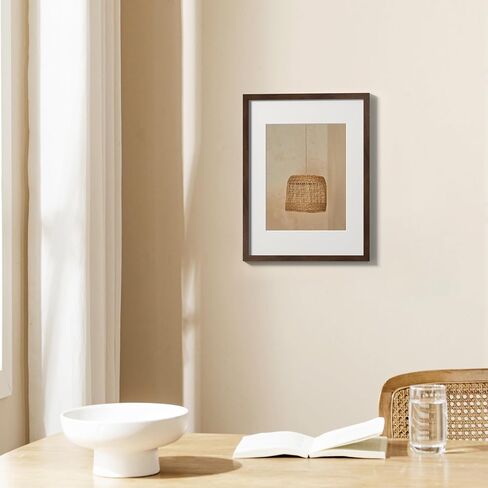 eletecpro 18x24 Walnut Wood Poster Frame Matted to 16x20 with Acrylic Cover and Wooden Frame for Movie Photos Large Gallery Decor for Wall Mounting in Saudi Arabia