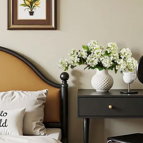 Melorca&Guilla Artificial Flowers for Decoration,6Pcs 23inch White Hydrangea Fake Flowers,Faux Flowers for Vase,Faux Floral Stems for Wedding Party Kitchen Home Decorations (6, White001) in Kuwait