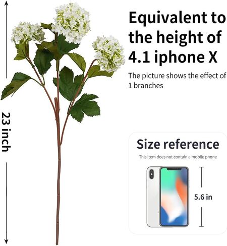 Melorca&Guilla Artificial Flowers for Decoration,6Pcs 23inch White Hydrangea Fake Flowers,Faux Flowers for Vase,Faux Floral Stems for Wedding Party Kitchen Home Decorations (6, White001) in Kuwait