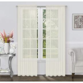 White Cotton Curtains 84 Inch Length for Living Room, Rod Pocket Soft Touch Cotton Light Filtering Voile Sheer Curtain for Bedroom - 60 x 84 Inch - White - Set of 2 in Kuwait