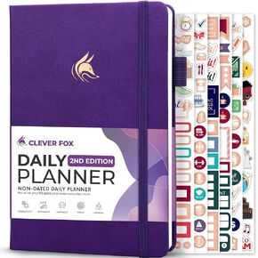 Clever Fox Daily Planner 2nd Edition – Undated Time Block Task Organizer with Hourly Schedule & To-do list – A5, 6 Months (Forest Green)