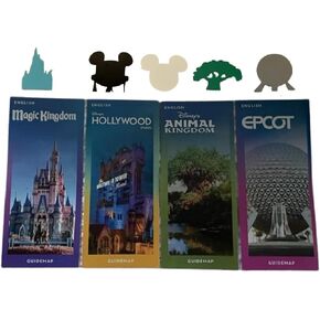 Parks Guide Map Information Brochures Set of (4) Magic Kingdom Epcot Animal Kingdom Hollywood Studios with Bonus Diecuts! in Kuwait