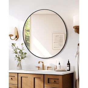 36 Inch Circle Mirror, Large Gold Round Mirror, Gold Metal Frame Circle Mirror, Round Wall Mounted Mirrors for Entryway, Bathroom, Living Room, Dining Room, Round Mirrors for Wall Decor, Gold