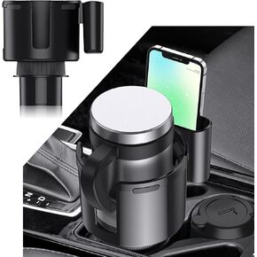 محول موسع لحامل أكواب السيارة قابل للتعديل من Miytsya مع حامل للهاتف المحمول لمعظم حاملات أكواب السيارات والهواتف، متوافق مع الزجاجات الكبيرة 32/40 أونصة والمشروبات الكبيرة والأكواب (أسود) in Kuwait