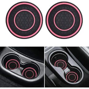 2 PCS Car Cup Coasters, Car Coasters for Cup Holders, Anti-Slip Shockproof Universal Silicone Cup Coasters, Universal Coaster Embedded in Cup Holders, Car Teacup Pad Protector (Red)