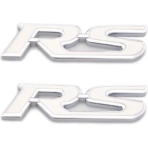 2Pc 3D RS Emblem Front Grill Badge Decal Sticker Logo for Camaro Chevy Series (Red with Silver Outline)