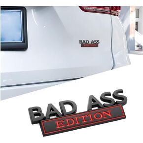 Car Bad Ass Edition Emblem, 3D Fender Badge Decal Car Sticker with 3M Adhesive, Auto Accessories for Tailgate Front Grille Hood Trunk, Car Replacement Compatible with Car Motorcycle SUV (Black/White)