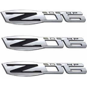 3pcs Corvette C6 Z06 Chevy Emblems,3D Badges 505 Hp Fender Replacement for 2006-2013 Chevrolet Corvette C6 (Black Red)
