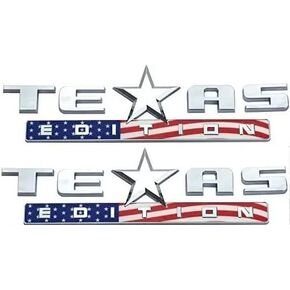 (Set of Two) Muzzys American Flag Texas Edition Emblem Badge 3M Universal Stick on, FITS Silverado, Sierra, Fender, Tailgate, Door, Car, Truck, RED White and Blue!
