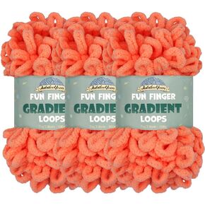 JubileeYarn Fun Finger Gradient Loops Yarn - بوليستر جامبو - 100 جرام/خصلة - سيريس - 4 خصلات