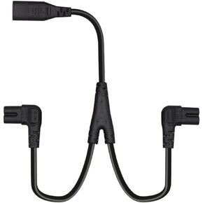 IEC 320 C8 to Dual C7 Y Splitter Power Cable 1 Male to 2 Female Figure 8 Male to Double Right Angle Female Adapter 1 in 2 Out AC Power Cord for LCD Monitor Cameras