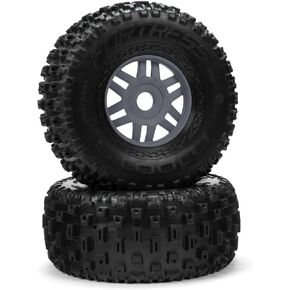 ARRMA 1/8 dBoots Fortress Front/Rear 2.4/3.3 Pre-Mounted Tires, 17mm Hex, Gunmetal (2), ARA550069