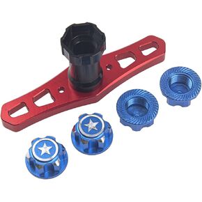 ShareGoo RC 17mm Hex Wheel Nuts Adapter Dustproof Mount with 17mm Wheel Hex Wrench Tool Compatible with Traxxas X-Maxx Summit E-Revo E-Maxx 1/8 RC Monster Buggy Car