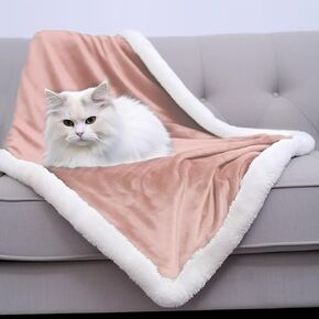 Sherpa Blanket for Bed Sofa Couch Camping Travel, Double-Sided Reversible Pet Hair Resistant Lap Blanket, Warm Lightweight Fluffy & Soft Plush (Blue, L 40x50")