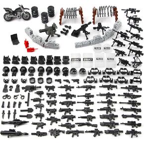 Feleph SWAT Weapons Pack City Police Toy Set for Policeman Figures, Modern Military 150pcs+ Bricks Kit Gear Accessories Building Blocks Compatible with Major Brand