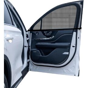 2 Pcs Stretchable Breathable Mesh Car Window Shades - Full Window Coverage, Semi-Transparent - Sunshade, UV Protection, and Privacy Shield for Baby, Family, Pet - Includes Car Mosquito Net