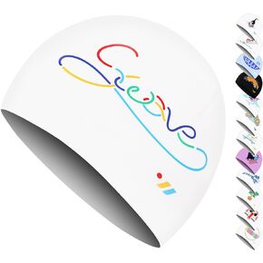 SWAVE Unisex Adult Comfortable Durable Printed Waterproof Silicone Swim Cap