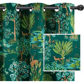 DriftAway Animal Forest Curtains for Bedroom 84 Inch Room Darkening Unlined Tropical Jungle Thermal Window Drapes Watercolor Woodland Tree Pattern Grommet 2 Panels