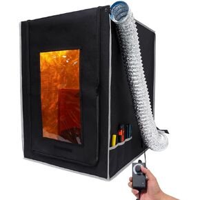 Resin 3D Printer Enclosure with Ventilation, Fire Resistant Fabric UV Block Window, 12V Fan Vent Pipe Pre-Installed, Extract Smoke Smell Keep Warm, for Common LCD 3D Printers