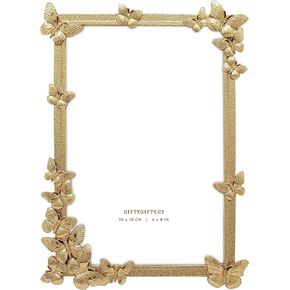 Decorative Butterfly Photo Frame / 4x6 in | for Vertical Display on Tabletops | Perfect for Home Decor, Wedding, Vacation, Graduation, Or Any Milestone Photos (Gold)