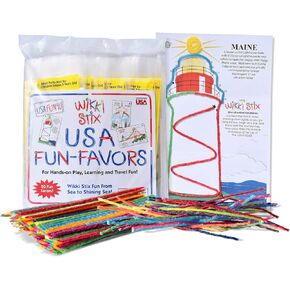WIKKI STIX USA Fun Paks, Travel Essential for Road Trips, Featuring USA Landmarks and Locations, Made in USA. Pack of 20.