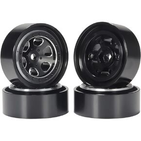 4Pcs Aluminum Alloy 7mm Hex Hub 1.3 Beadlock Wheels Rims for 1/18 RC Crawler TRX4M Axial SCX24 AX24 FCX24 Upgrades (Black)