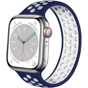 ALMNVO Sport سيليكون سولو حلقة العصابات لساعة أبل 49 مم 45 مم 41 مم 44 مم 42 مم 40 مم 38 مم، أساور معصم قابلة للتنفس بدون مشبك لسلسلة iWatch Ultra SE 8 7 6 5 4 3 2 1
