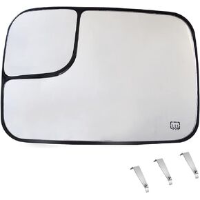 Left Driver Side Heated Mirror Glass Compatible with Dodge Ram 1500 2500 2005-2009 with Back Plate Replace 5161011AA,CH1324121