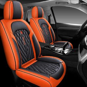 Comfortable Leather Auto Car Seat Covers Front & Rear Seat Protector Fit Sedan SUV 5 Seats Full Set Universal Fit. (Black & Rose)