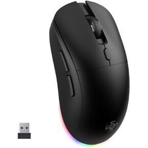Wireless Gaming Mouse, Tri-Mode Bluetooth/2.4G/Wired Rechargeable Mouse with Colorful RGB Lights, 4800DPI Optical Sensor, 2.4G USB Nano Receiver, 6 Buttons for PCs, Laptops, Mac and Other Devices
