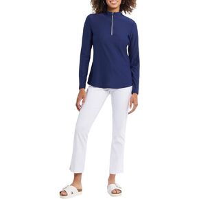 Tribal Women's L/S Zip Up Mock Neck Top